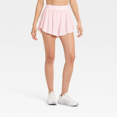 Women's Woven High Rise Flutter Run Shorts 2.5 - All in Motion™ Light Pink XXL | Target