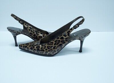 Stuart Weitzman Womens Brown Leopard Patent Leather Slingback Pumps Heels Size 7 | eBay US