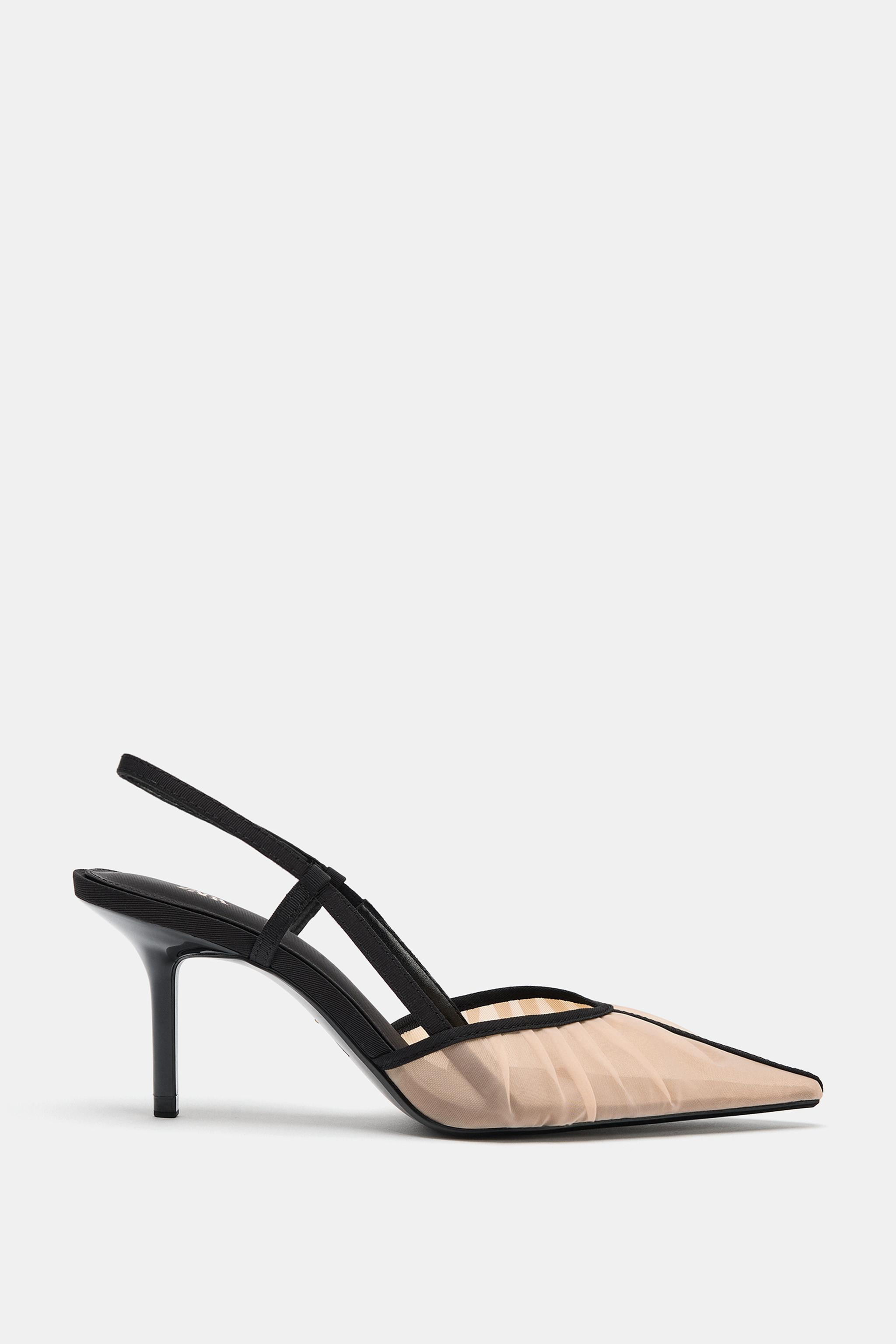 Slingback heels. Mesh upper. Elasticated back strap. High stiletto heel. Pointed toe.Heel height:... | Zara US