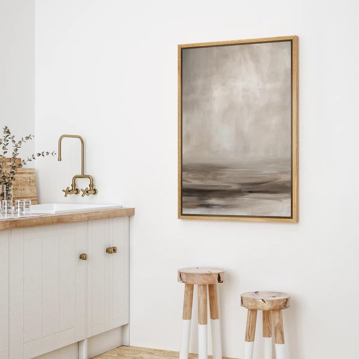 Brown Minimalist Abstract Landscape Framed Bedroom Wall Decorations Canvas Print | Wayfair North America