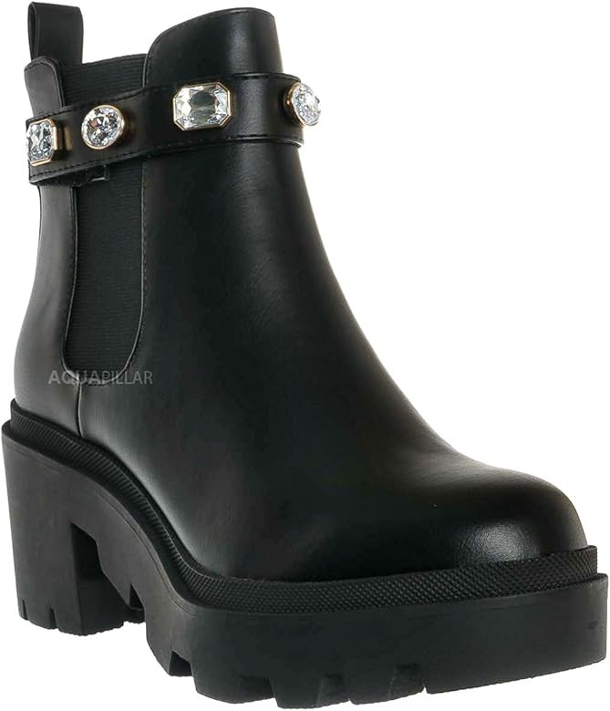 Jewel Block Heel Chelsea Bootie - Womens Ankle Boots | Amazon (US)