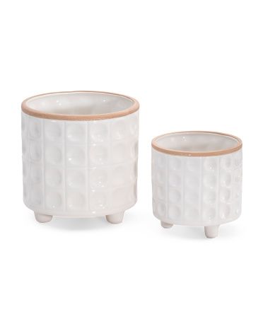 Set Of 2 Dimpled Footed Planters | TJ Maxx
