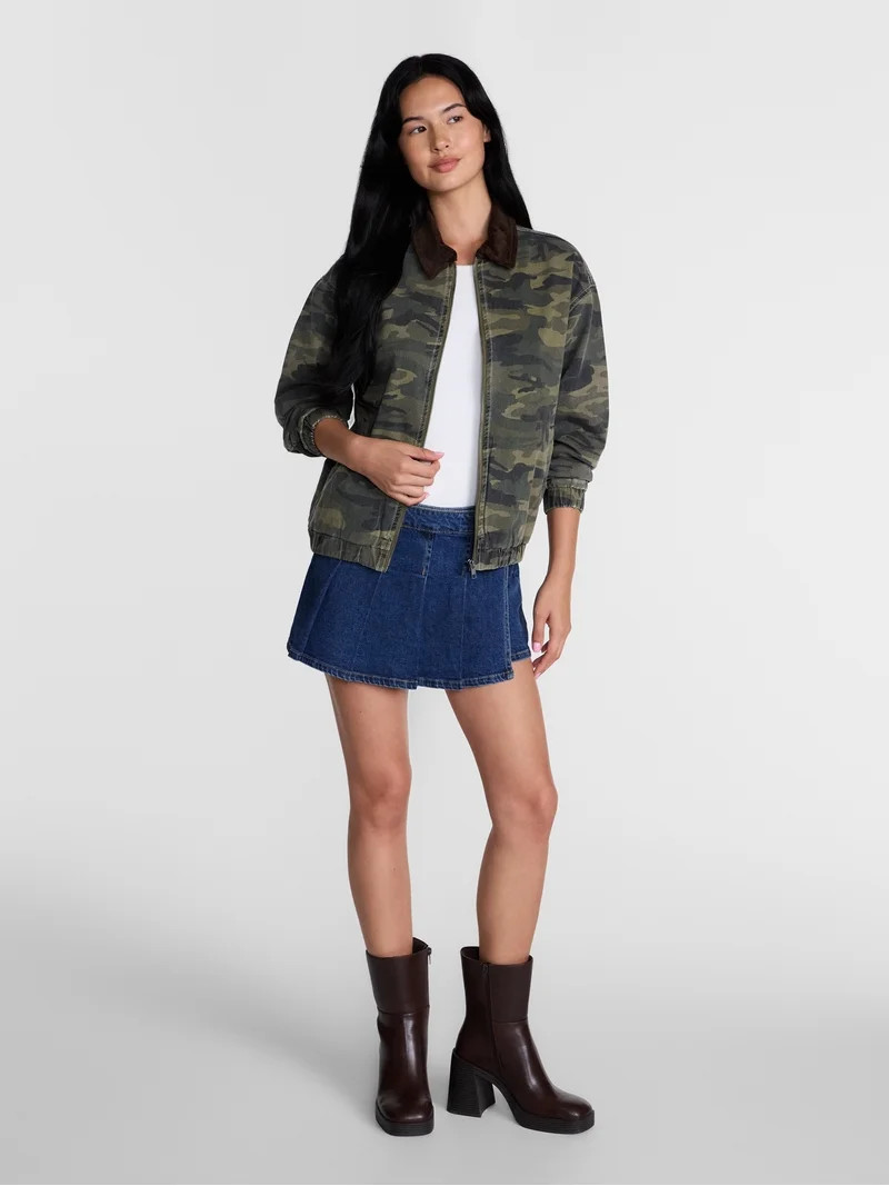 Madden NYC Women's Cotton Twill Bomber Jacket, Sizes XXS-XXL | Walmart (US)