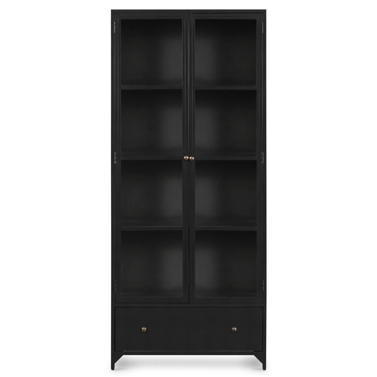 Katren Industrial Loft Black Iron Clear Glass Display Case | Kathy Kuo Home