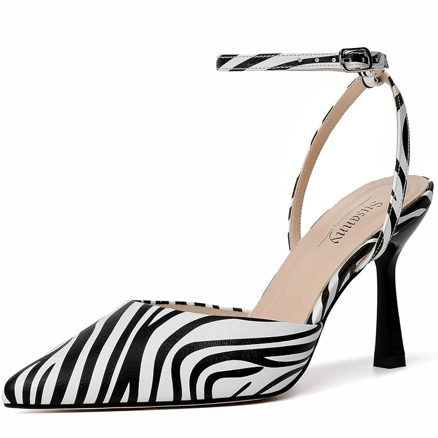 Susanny Heels for Women Stiletto Closed Pointed Toe Backless Dress Shoes High Heels Sexy Kitten P... | Amazon (US)