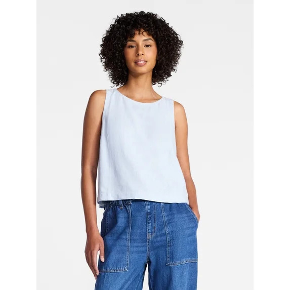 Time and Tru Women’s Linen Blend Sleeveless Top, Sizes XS-XXXL | Walmart (US)
