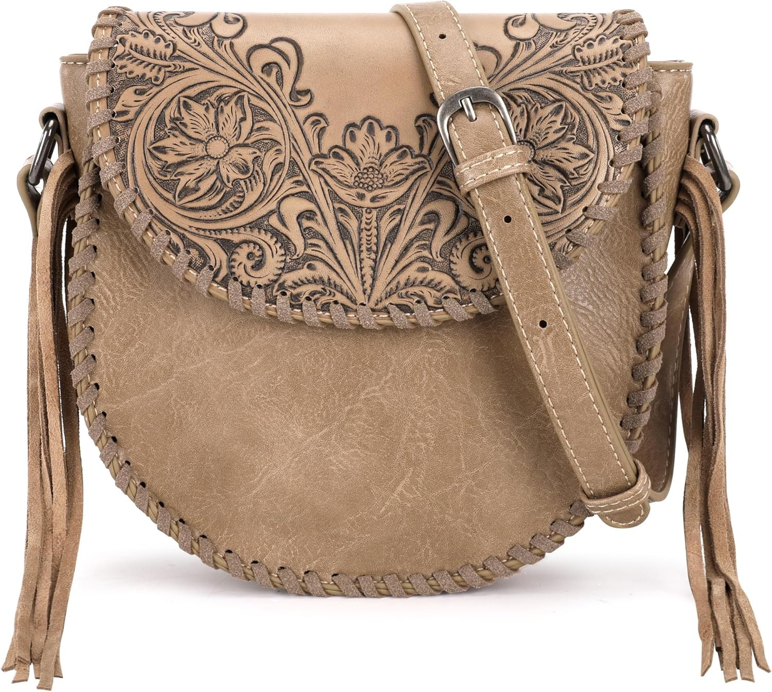 Montana West Crossbody Bags for Women Western Designer Saddle Purse Embossed Braid Handbags | Amazon (US)