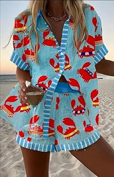 NUFIWI Vintage Graffiti 2 Pieces Shorts Sets for Women Floral Fruit Print Short Sleeve Shirt and ... | Amazon (US)