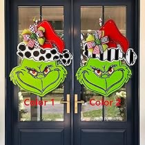 Merry Xmas Green Sign for Christmas Welcome Front Door Decor，Christmas Door Hanging Plaque Decoratio | Amazon (US)