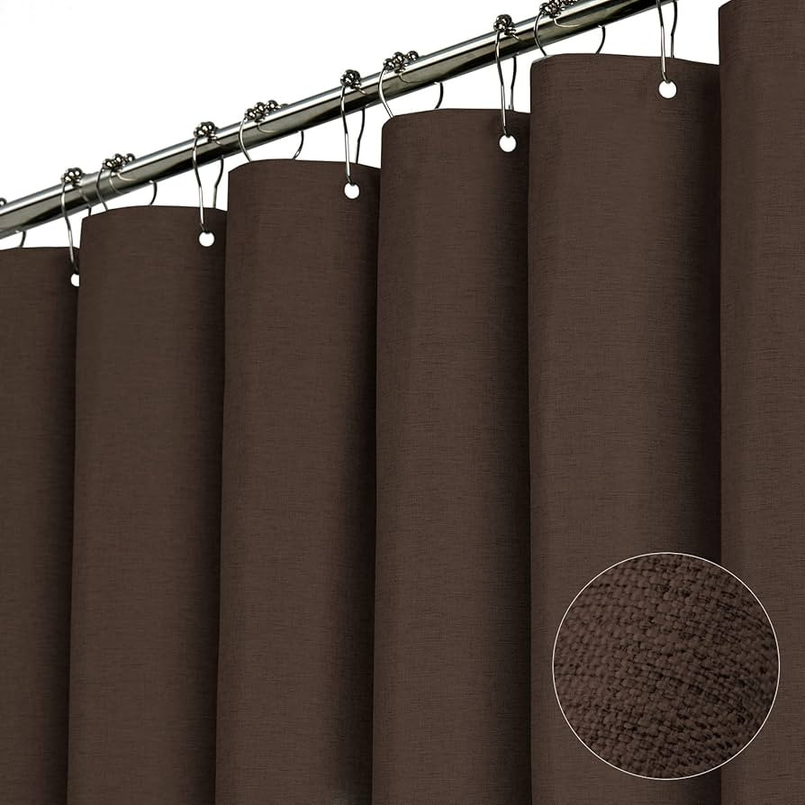 BTTN Fabric Shower Curtain, Linen Textured Heavy Duty Polyester Cloth Shower Curtain Set with Pla... | Amazon (US)