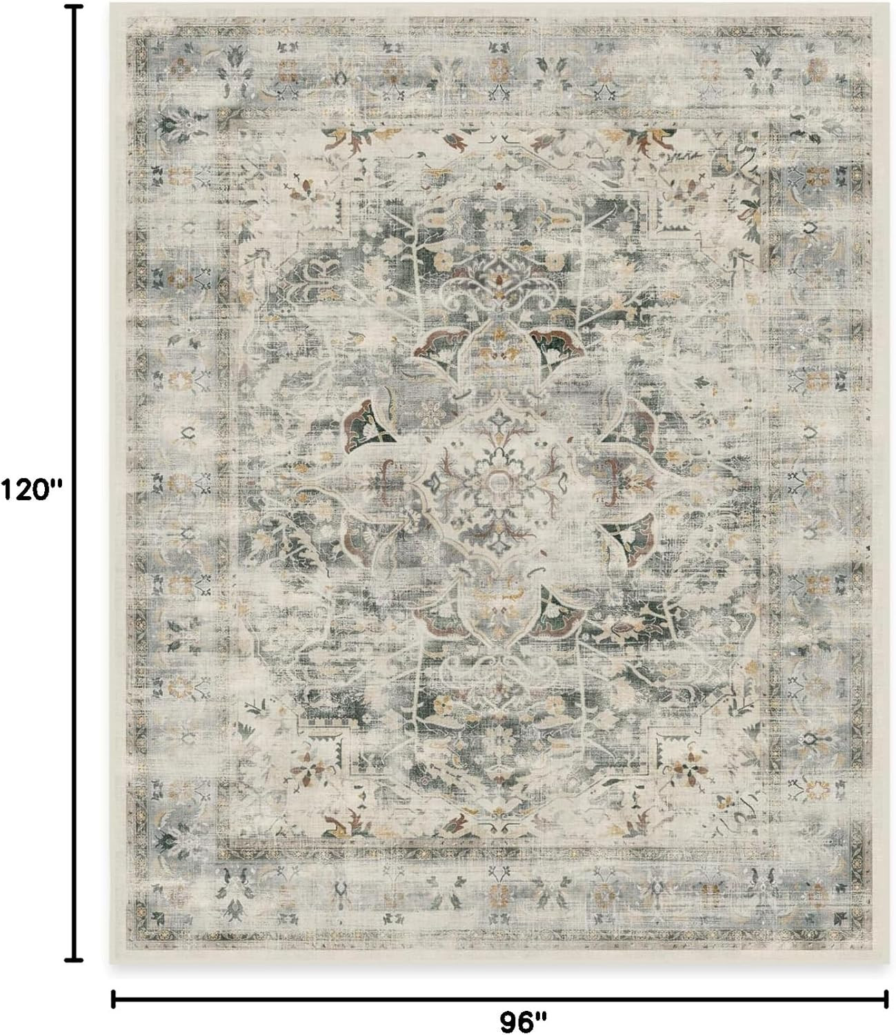 RUGGABLE Washable Vintage Area Rug – Sarrah Sage 8x10, Stain-Resistant, Non-Slip – Large Mach... | Amazon (US)