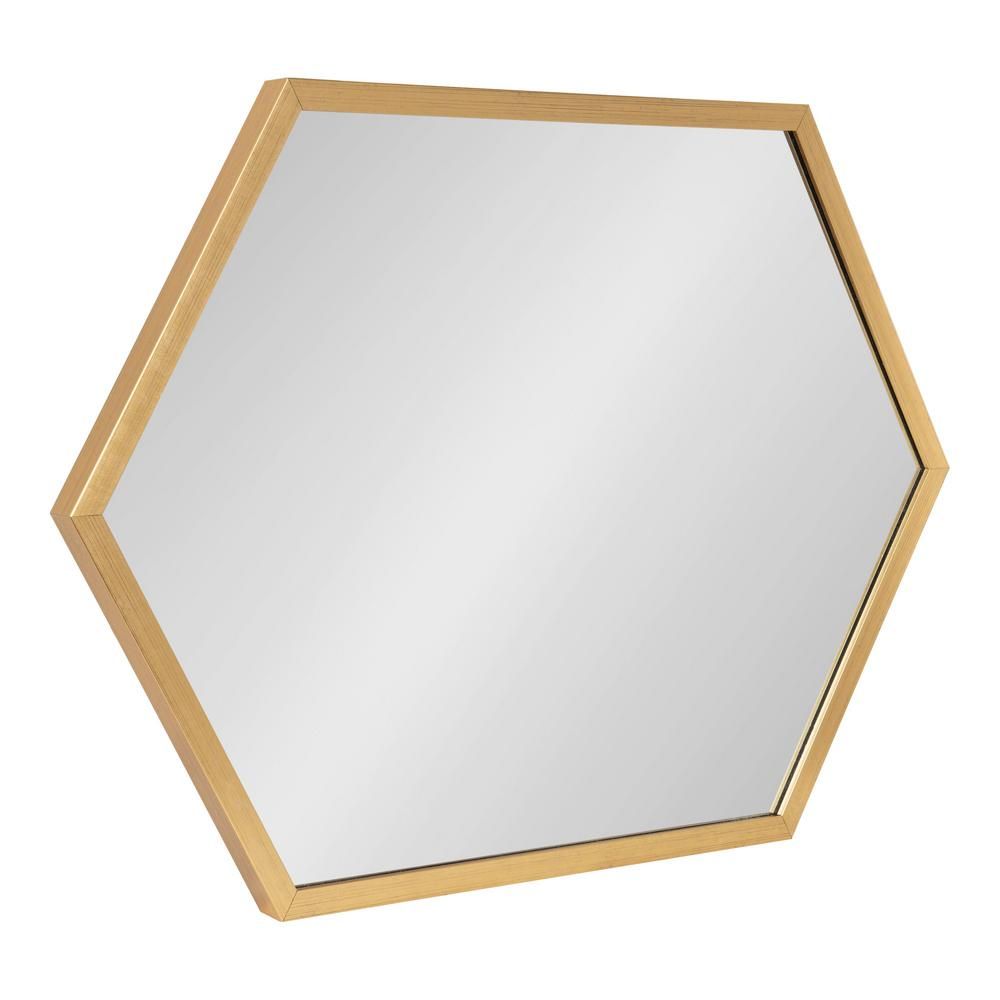 Laverty 31 in. x 22 in. Classic Hexagon Framed Gold Wall Accent Mirror | The Home Depot