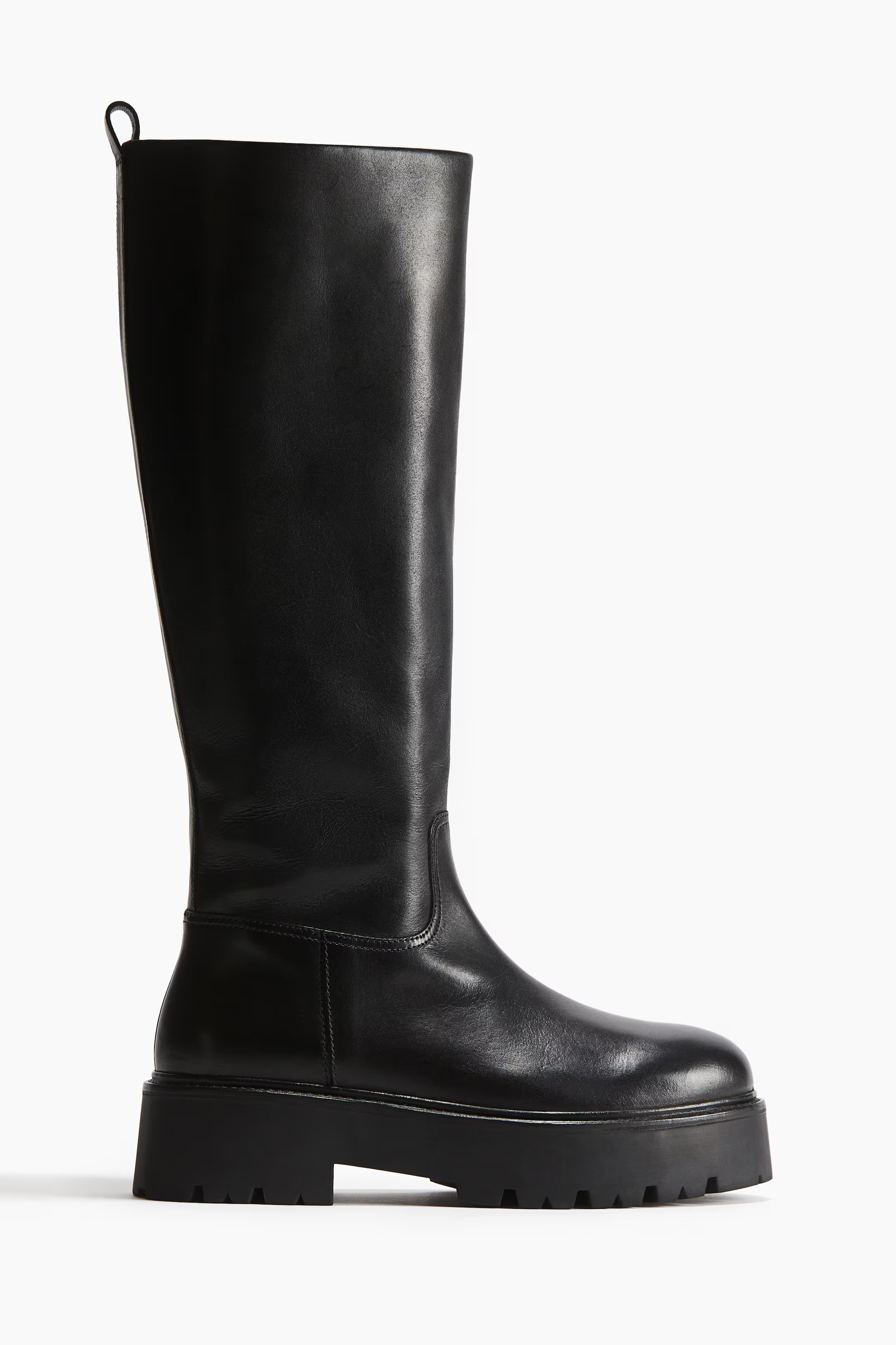 Knee-high leather boots - Black - Ladies | H&M GB | H&M (UK, MY, IN, SG, PH, TW, HK)