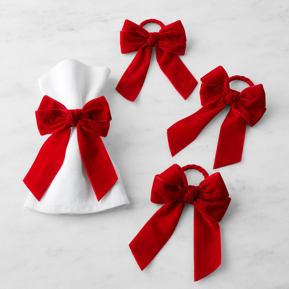 Velvet Bow Napkin Rings, Set of 4 | Williams-Sonoma