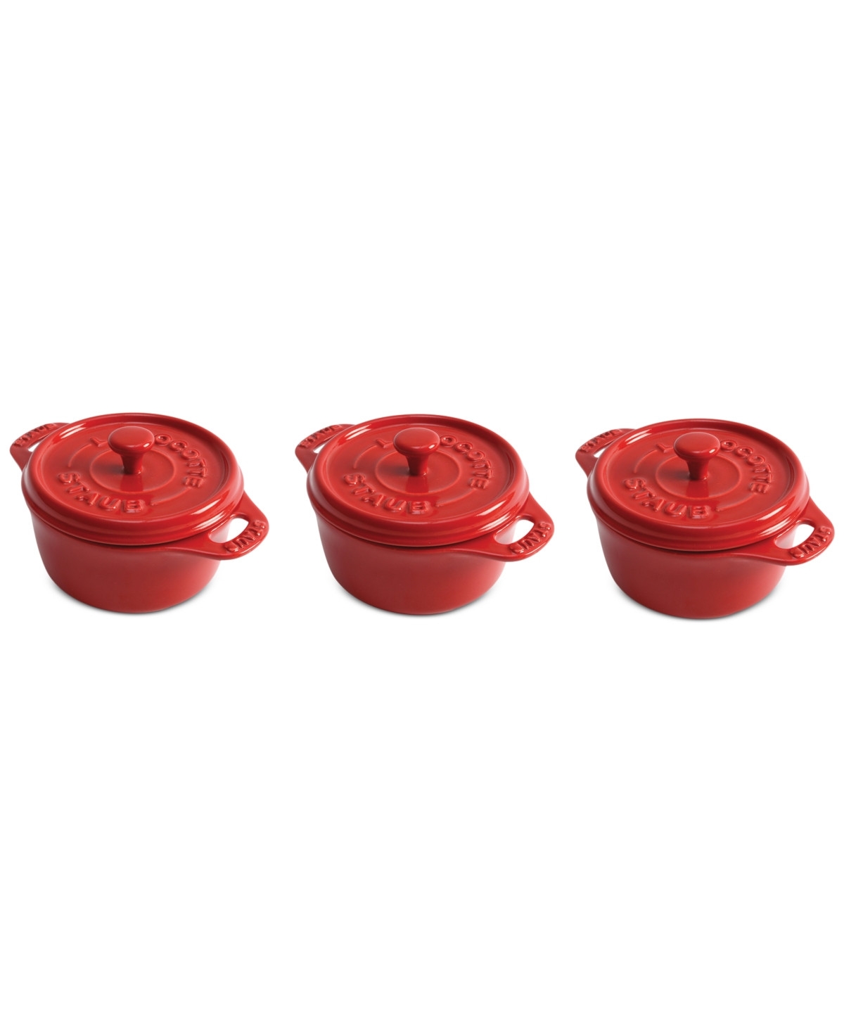 Staub 3-Piece Ceramic Mini Round Dutch Oven Set - Cherry | Macy's