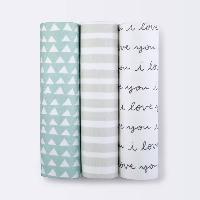I Love You Muslin Swaddle Blanket - Black/White - 3pk - Cloud Island™ | Target