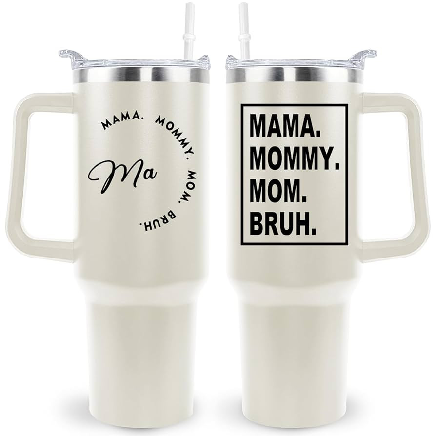 Gifts for Mom Mama Mommy Mom Bruh 40 oz Tumbler with Handle Coffee Mug Drinking Cup Mothers Day B... | Amazon (US)