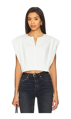 SIMKHAI Wrenli Pleated Top in White from Revolve.com | Revolve Clothing (Global)