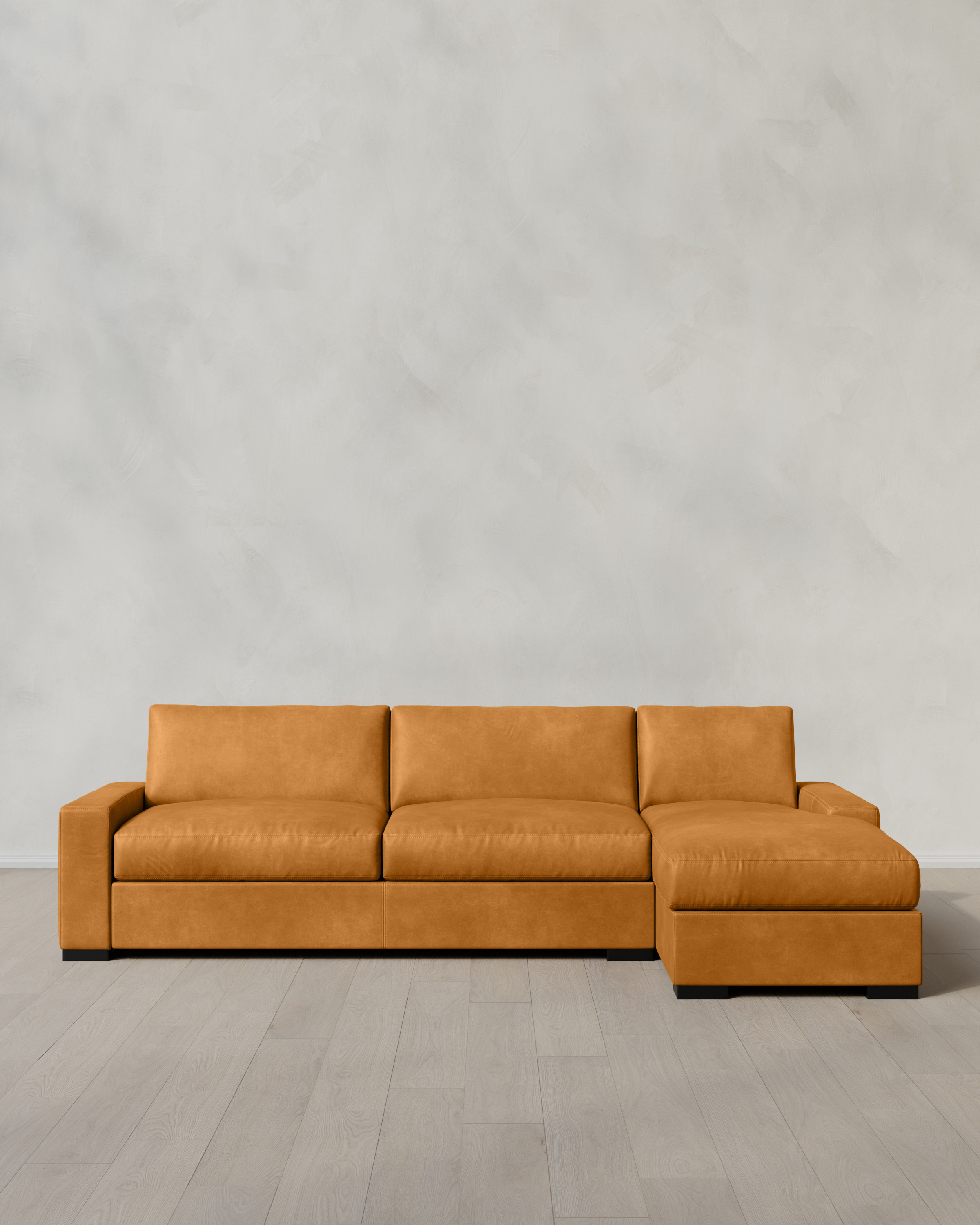 Quince | Stillman Chaise Sectional in Leather in Scotch, Size 129" Left Arm | Quince