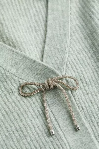 Rhinestone-bow Rib-knit Cardigan curated on LTK