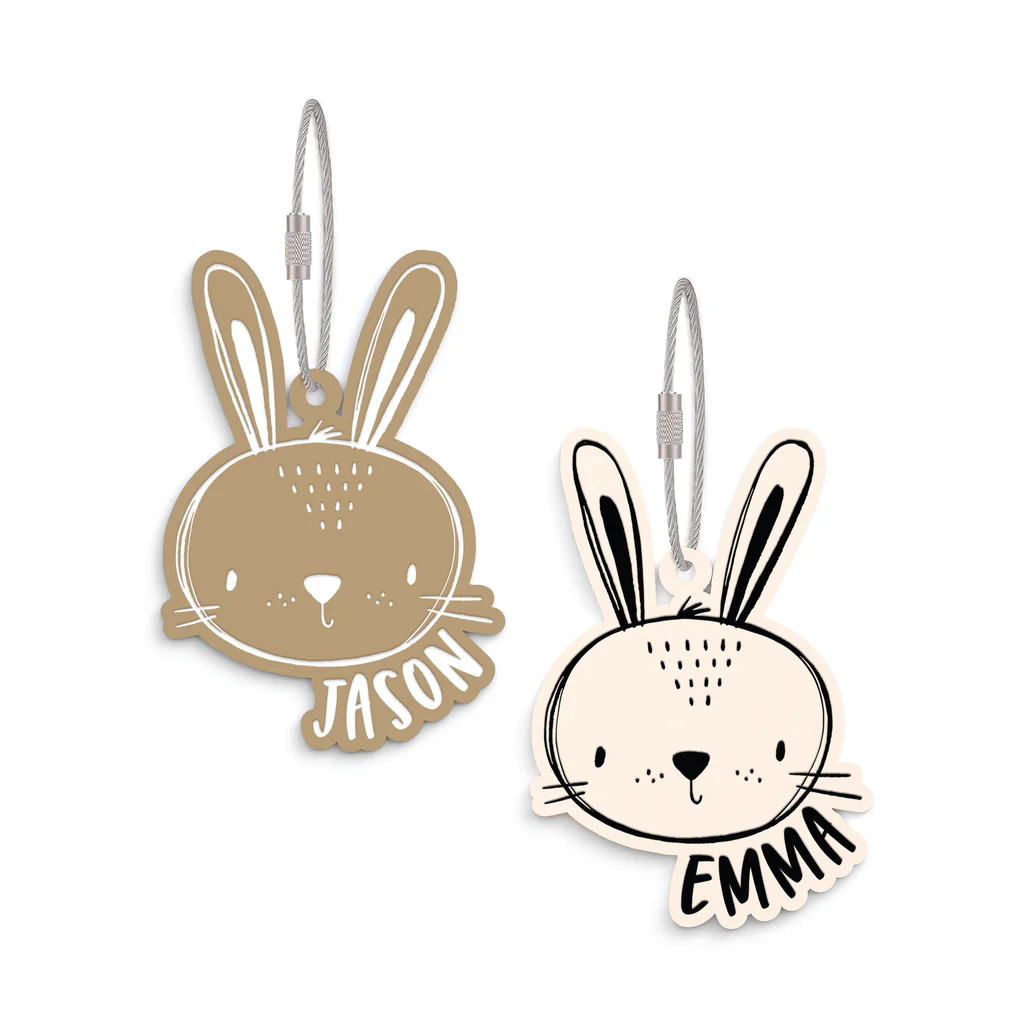Personalized Name Bunny Acrylic Bag Tag | The Cotton & Canvas Company