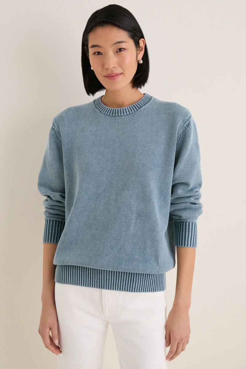 Blue Indigo Stone Washed Anne Crewneck Sweater | Tuckernuck (US)