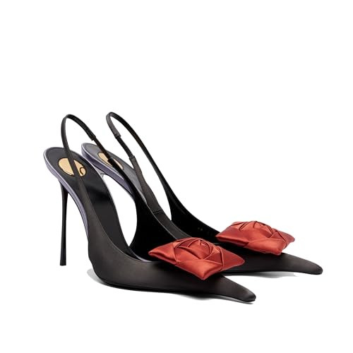 Amazon.com | THESHY Women's Slingback High Heels Patent Leather Pointed Toe Slip On Satin Stilett... | Amazon (US)