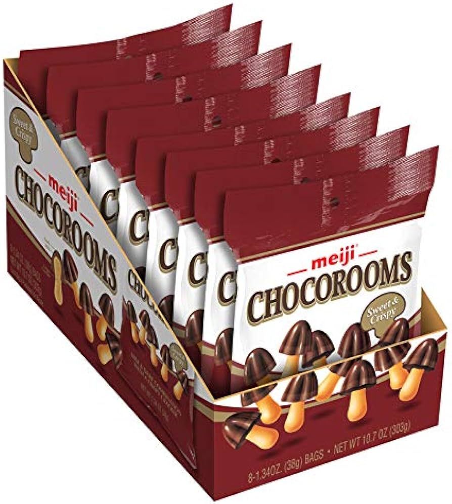 Meiji Chocorooms Crispy Crackers, Milk and Dark Chocolate Combination - 1.34 oz, Pack of 8 - Bite... | Amazon (US)