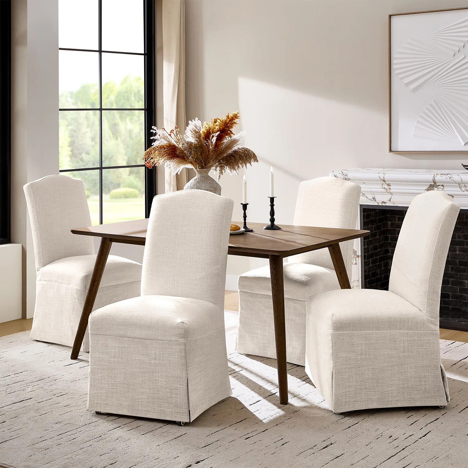 Corrigan Studio Hering Transitional 40"Tall Solid Wood Legs Dining Chair with Removable Slipcover... | Wayfair North America