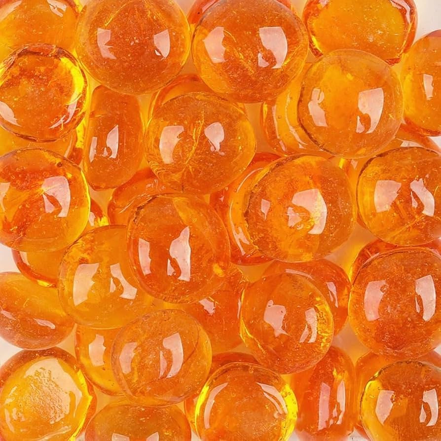 Orange Flat Glass Marbles, 32-37PCS, 200G (0.45LB), Crystal Clear, Safe for Crafts & Home Decor | Amazon (US)