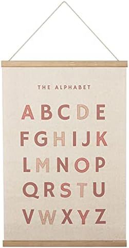 Bon et Beau 16×24 Inch Embroidered Alphabet Poster with Wood Poster Hanger - Dusty Pink Wall Decor f | Amazon (US)