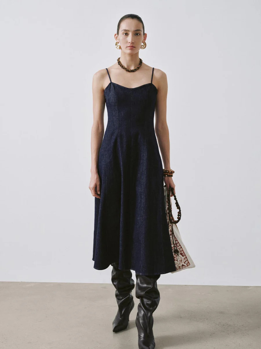 Strappy Denim Midi Dresses | Urban Revivo