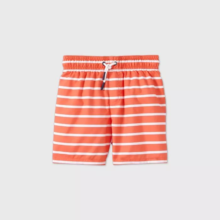 Toddler Boys' Striped Swim Trunks - Cat & Jack™ Orange/White | Target