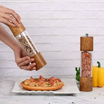 XWXO Premium Acrylic Salt and Pepper Grinder Set, Manual Salt and Pepper Mills- Wooden Shakers wi... | Amazon (US)