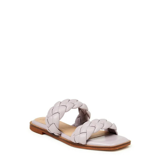 Time and Tru Women's Braided Two Band Sandals - Walmart.com | Walmart (US)