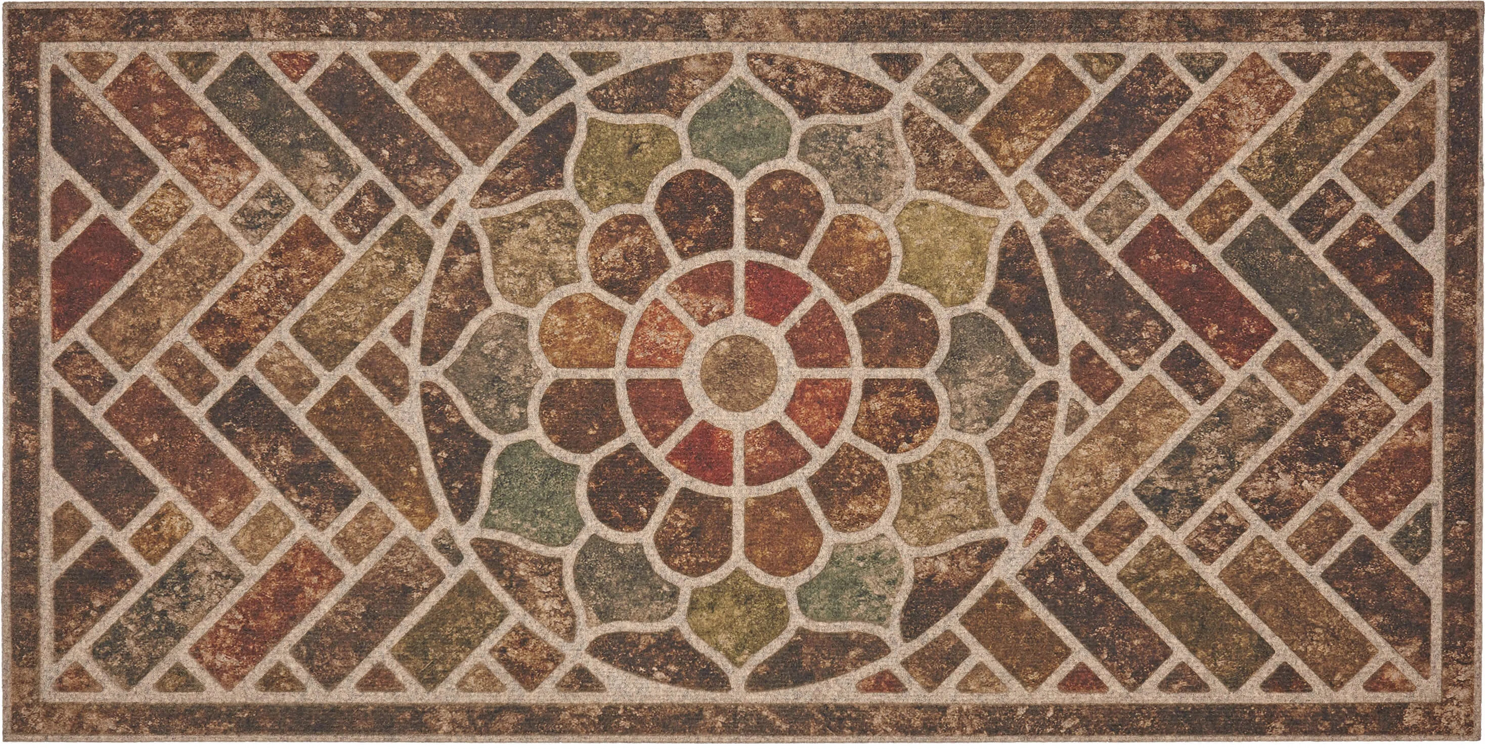 Kesha Ornamental Tiled Medallion Recycled Rubber All Weather Indoor Outdoor Non-Slip Door Mat | Wayfair North America