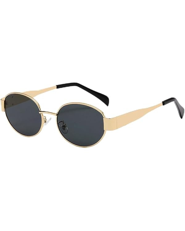 Trendy Retro Oval Sunglasses for Women Men Small Metal Frame Sun Glasses Ladies Shades BS1200 | Amazon (US)