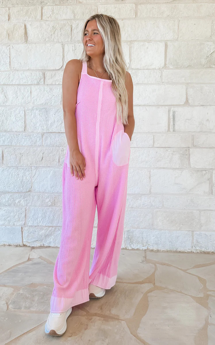 Jordan Thermal Waffle Jumpsuit - pink | CK Squared Boutique