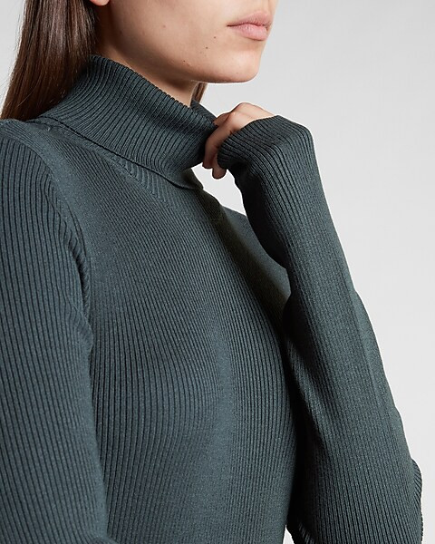 Ribbed Turtleneck Midi Sweater Dress | Express