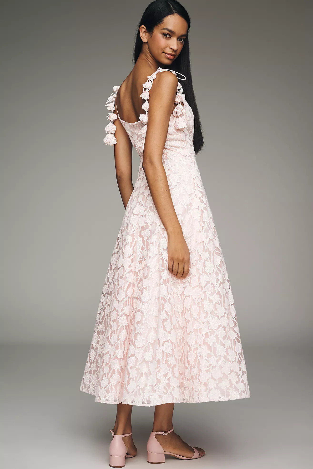 Mac Duggal Floral Lace A-Line Midi Dress | Anthropologie (US)