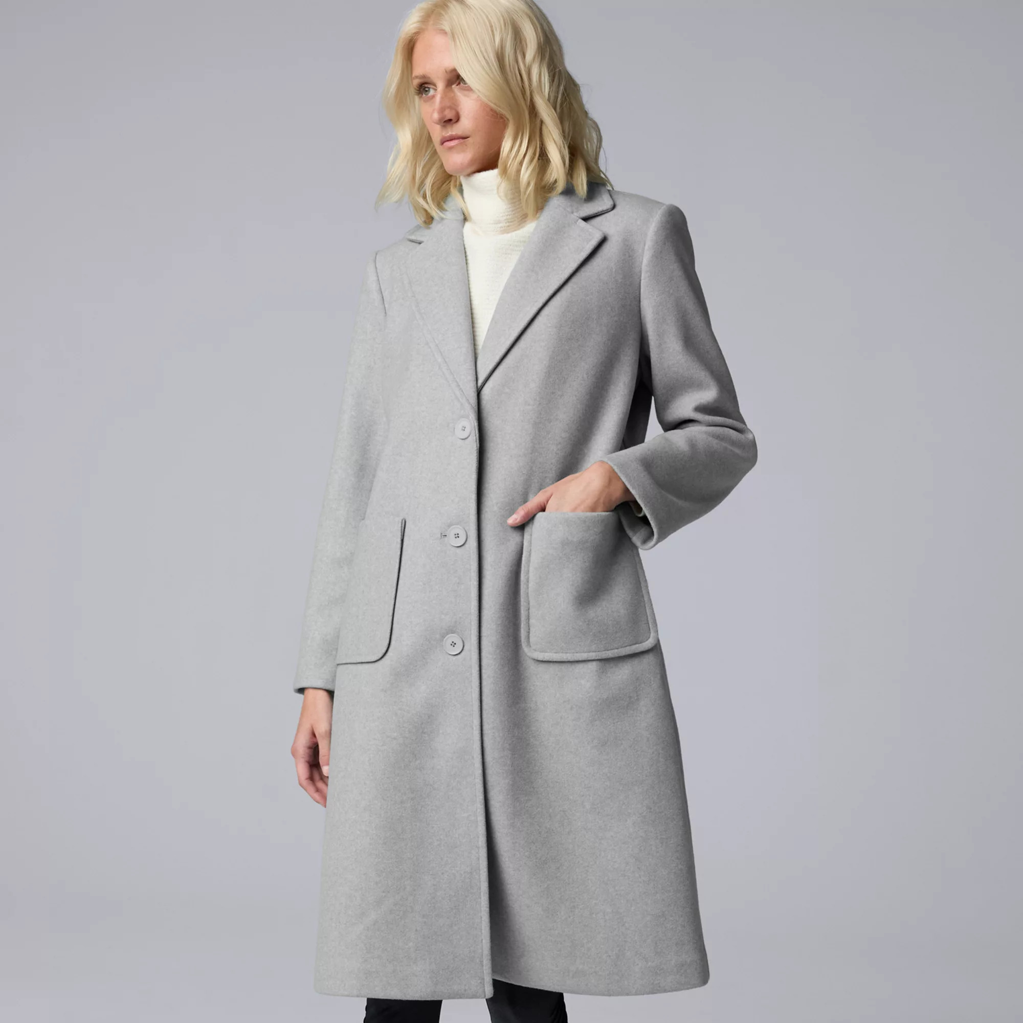 Petite Simply Vera Vera Wang Brushed Melton Coat | Kohl's