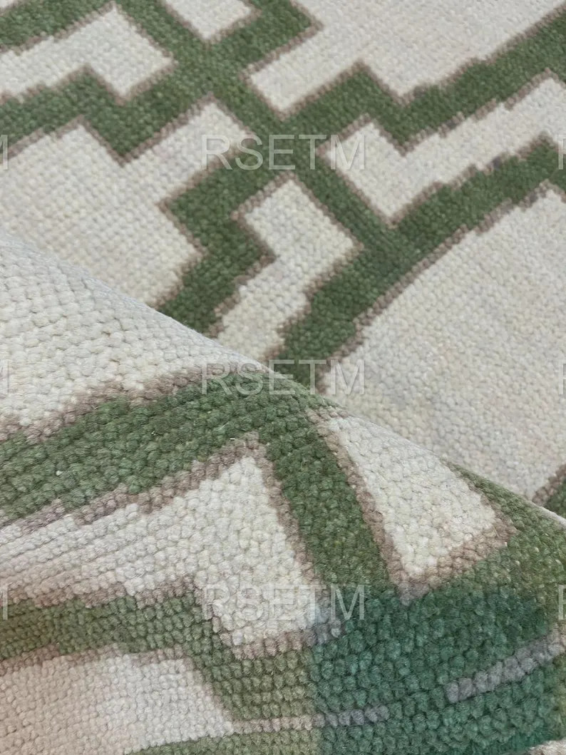 Handmade Green Modern Oushak Rugs 4x6 5x8 6x9 8x10 9x12 With Background Two Tone Effect for Livin... | Etsy (US)