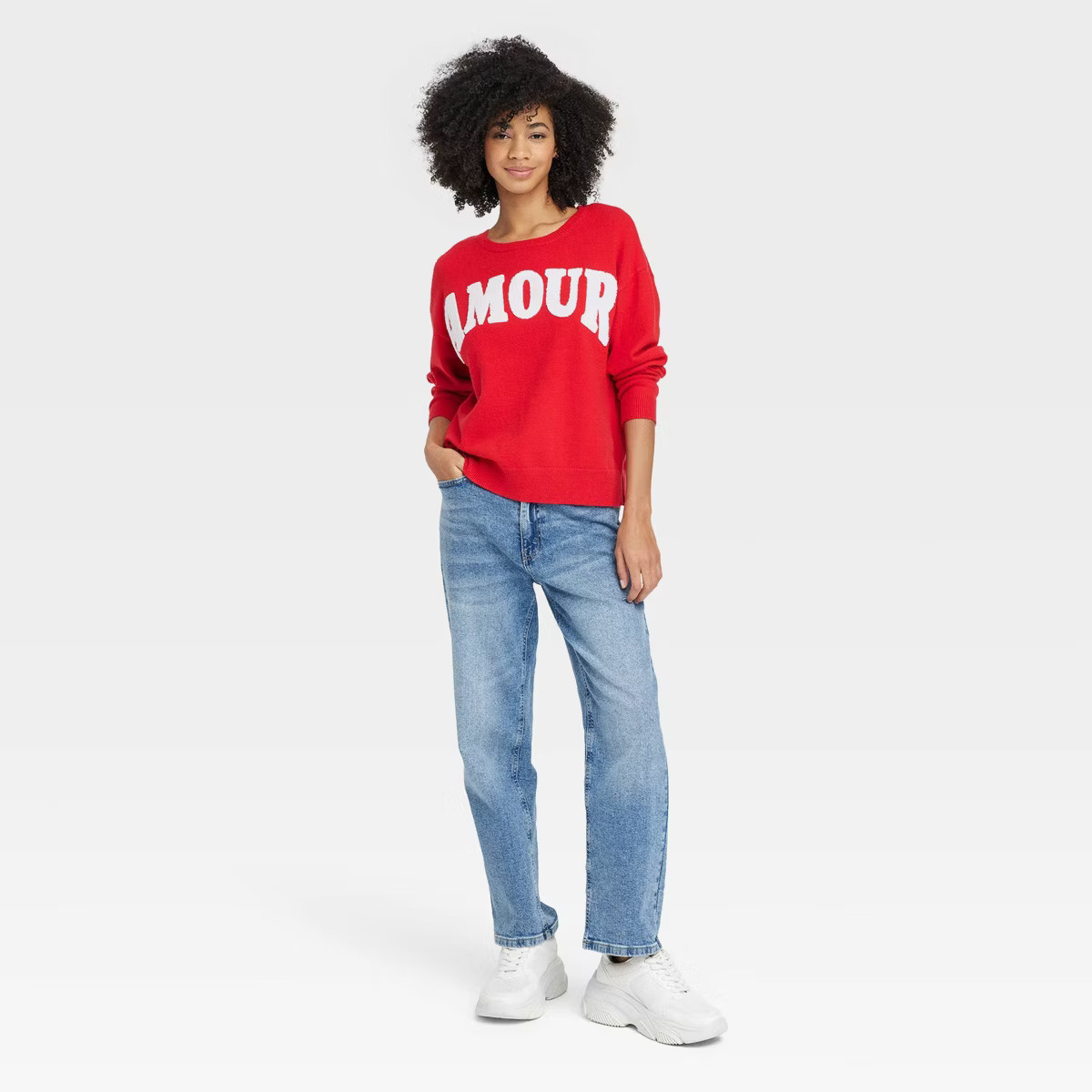 Women's Amour Graphic Sweater - Red | Target