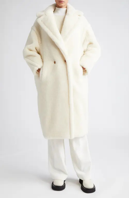 Max Mara Tedgirl Oversize Double Breasted Alpaca Blend Coat in White at Nordstrom, Size Small | Nordstrom
