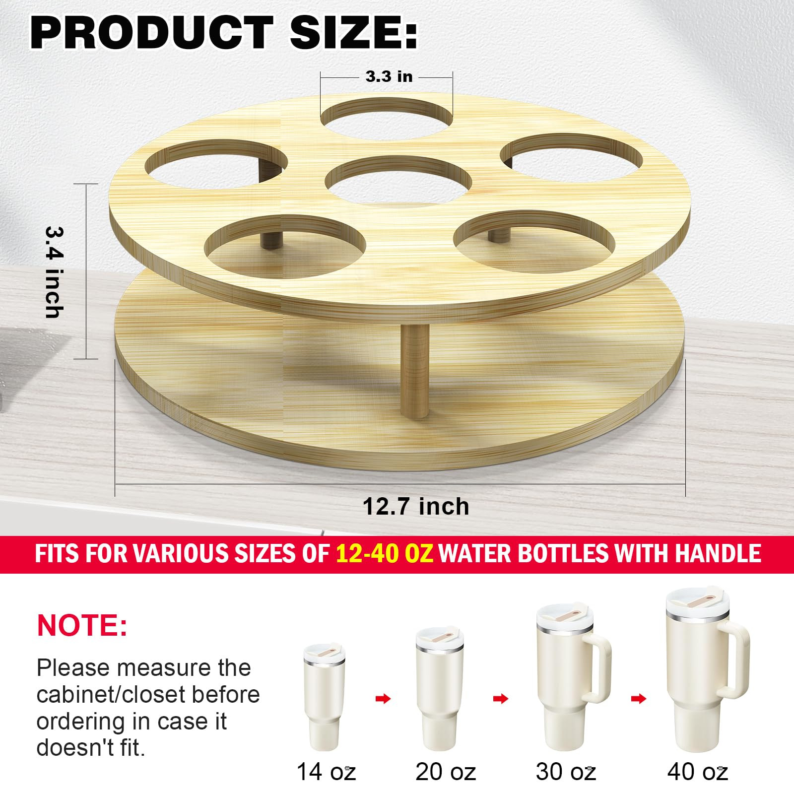 Water Bottle Organizer for Stanley Tumbler, Rotatable Stanley Cup Organizer for Kitchen Cabinets,... | Amazon (US)