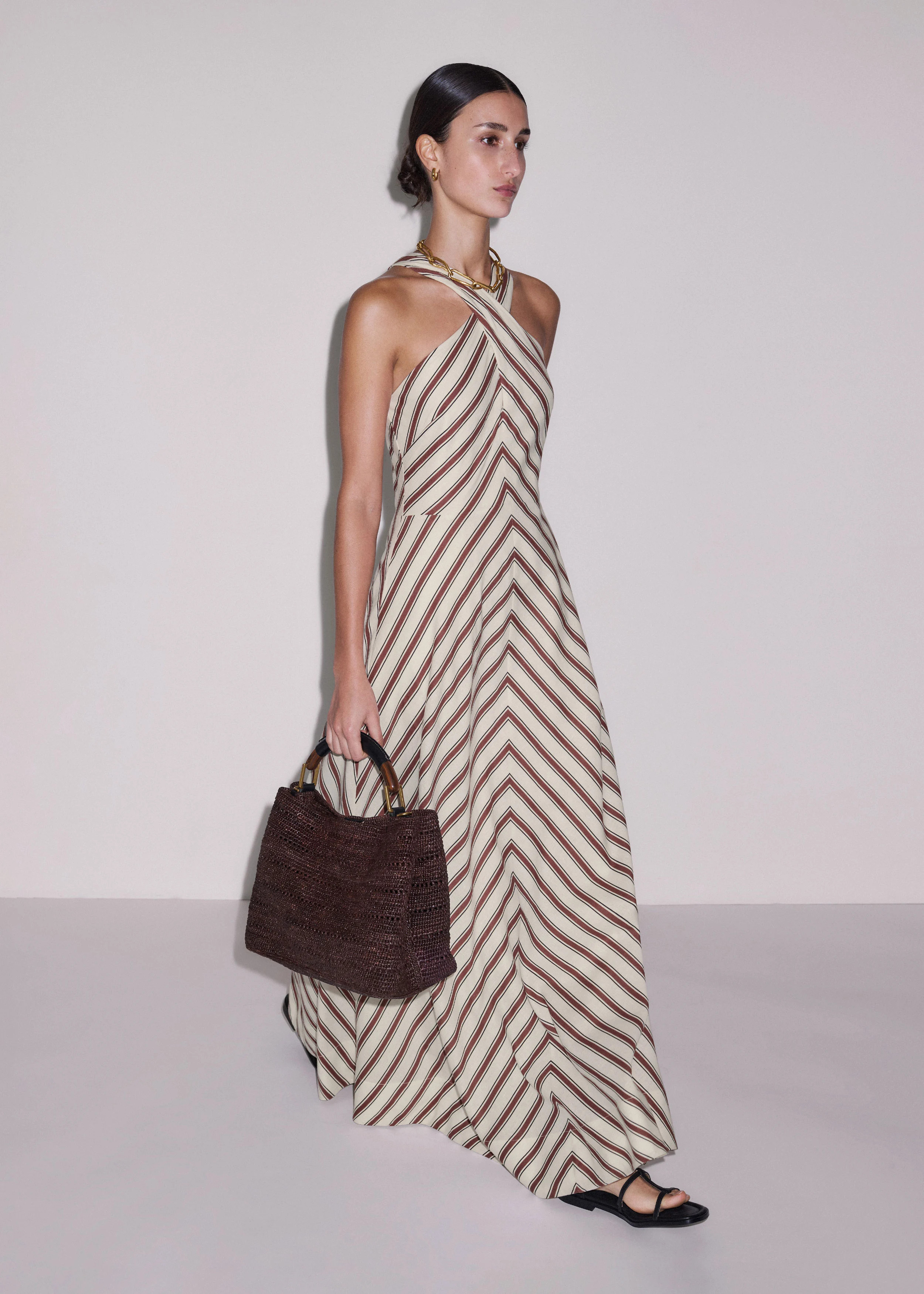 Women's Cream Crease-Less Linen Halterneck Maxi Dress | ME+EM | ME+EM Global (Excluding US)