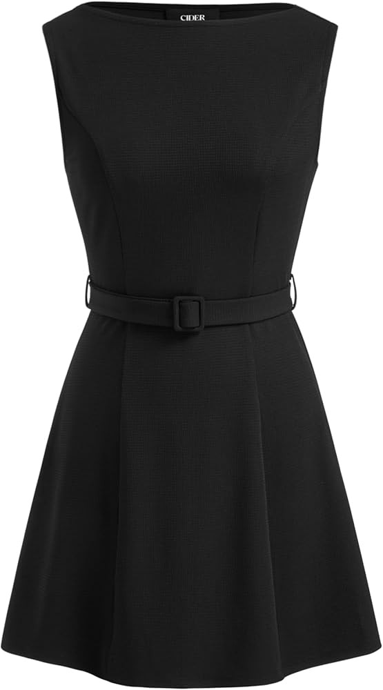 CIDER Sleeveless Dress for Summer Women's Belted Mini A-Line Casual Party Dress | Amazon (US)