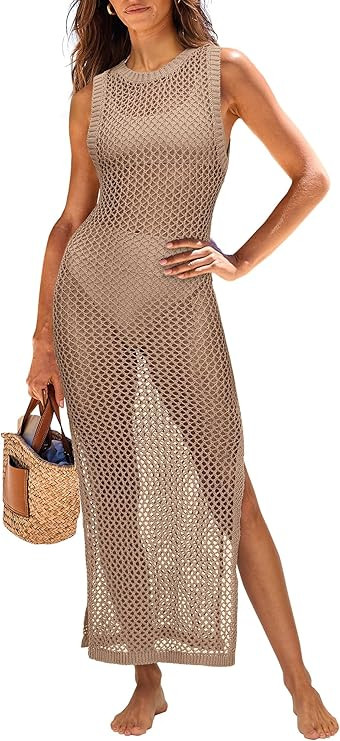 ANRABESS Womens Swimsuit Cover Up Sleeveless Hollow Knit Bikini Swimwear Bathing Suit Coverup Cro... | Amazon (US)