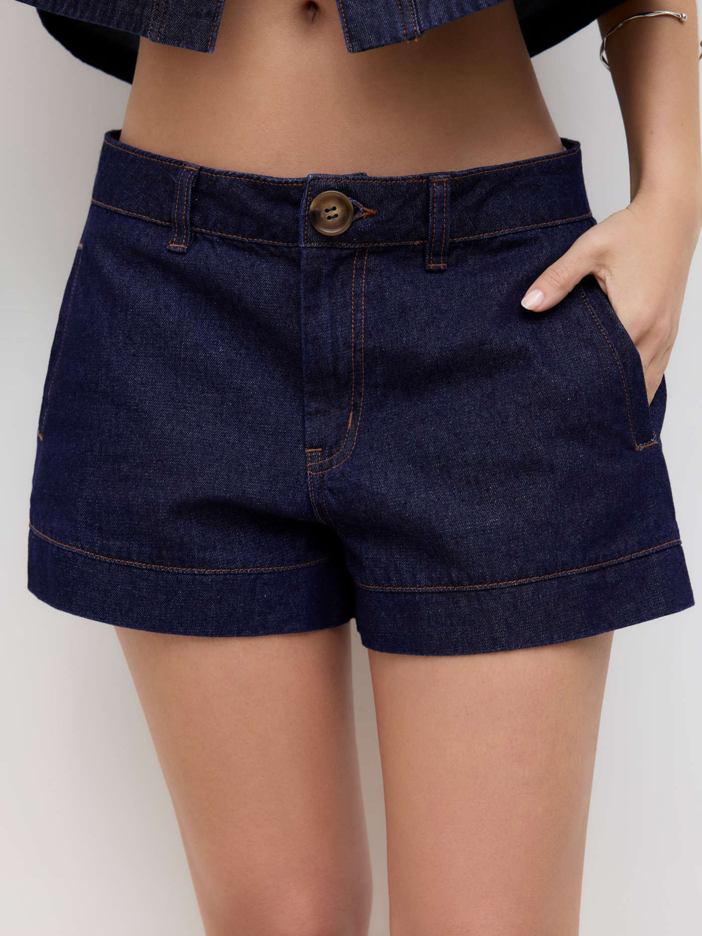 denim denim shorts Denim Denim Mid Rise Micro Shorts For Daily Casual | Cider