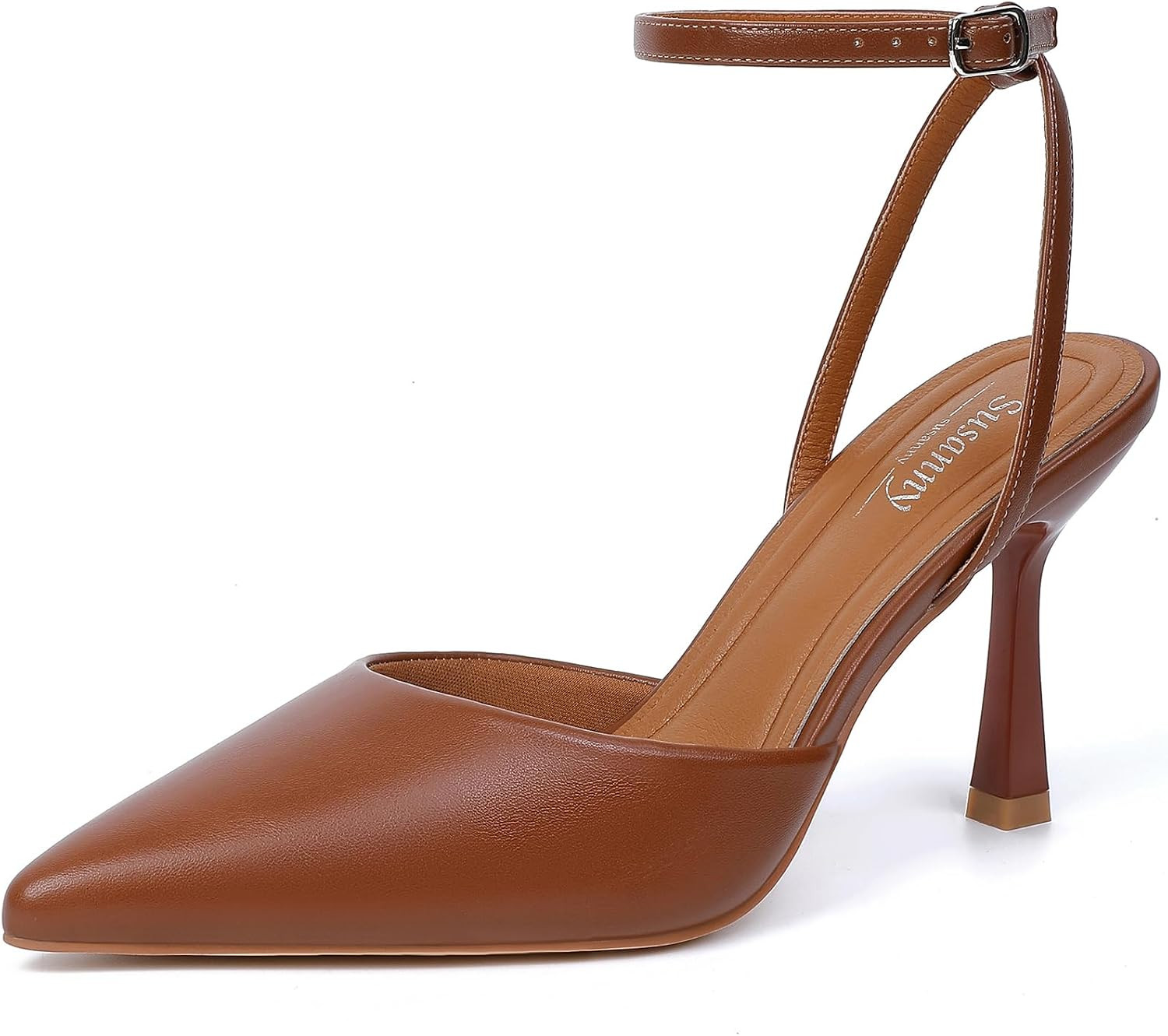 Susanny Women's Heels Closed Pointed Toe Strappy Stiletto Pump Dressy Shoes | Amazon (US)